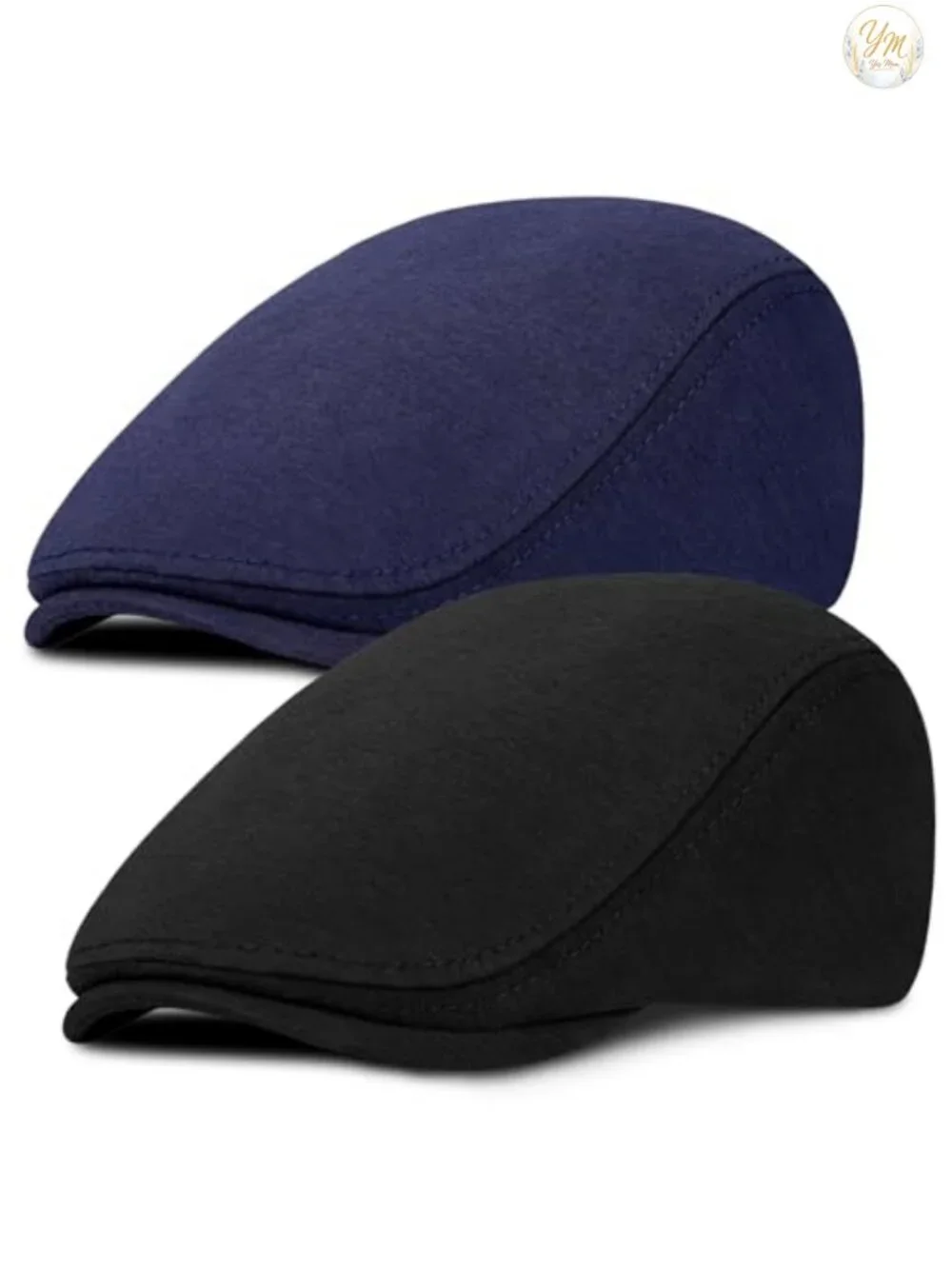 2 Pack Newsboy Cap for Men, Classic Herringbone Flat Cap with Adjustable Fit